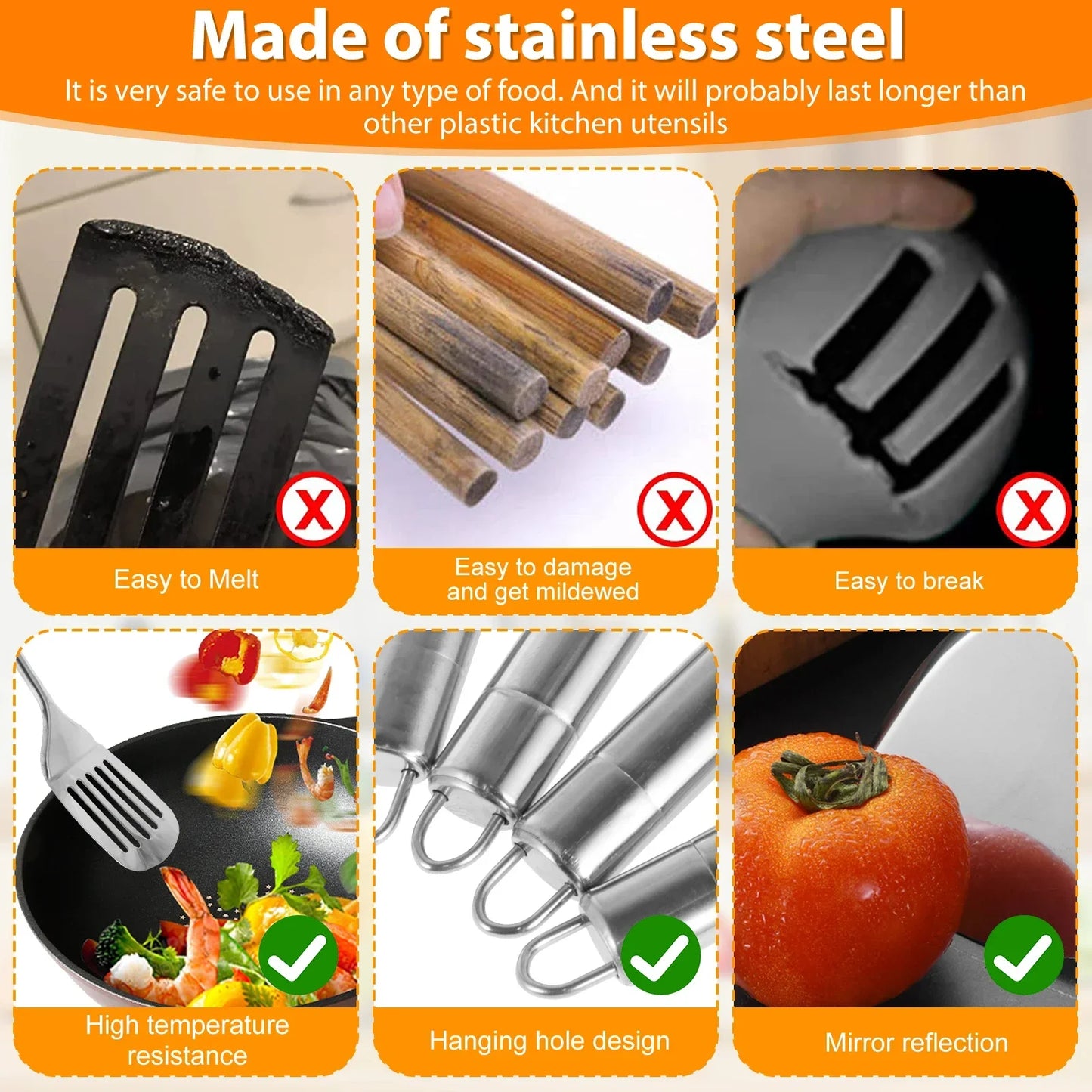 5-piece Stainless-steel Durable Utensils Set