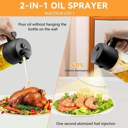 2-in-1 Oil Spray & Pour Dispenser Bottle